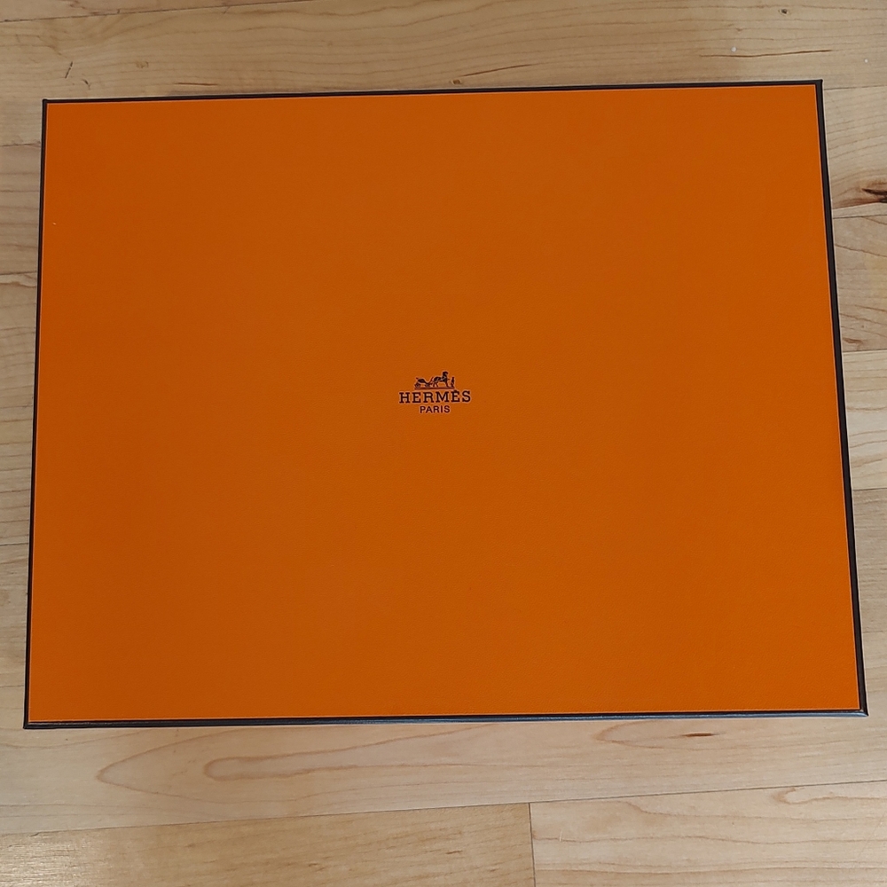 Hermes Authentic Orange and Brown Shoe Box Storage